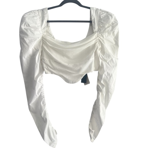 h:ours Revolve Mona Long Sleeve Cropped in White Size M - Picture 2 of 11
